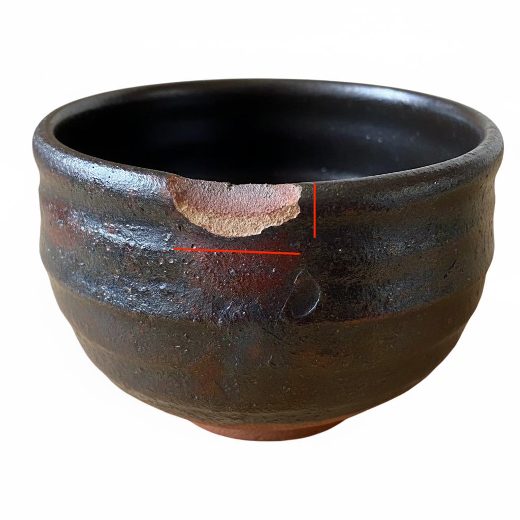 Flache, einseitige Abplatzung