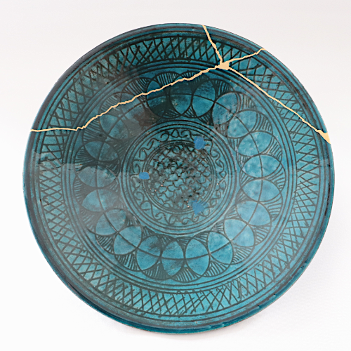 Blaue Schale Kintsugi