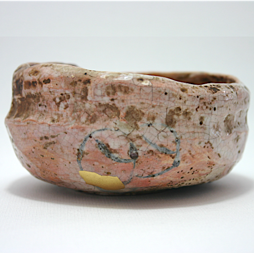Teeschale, handgeformt Kintsugi